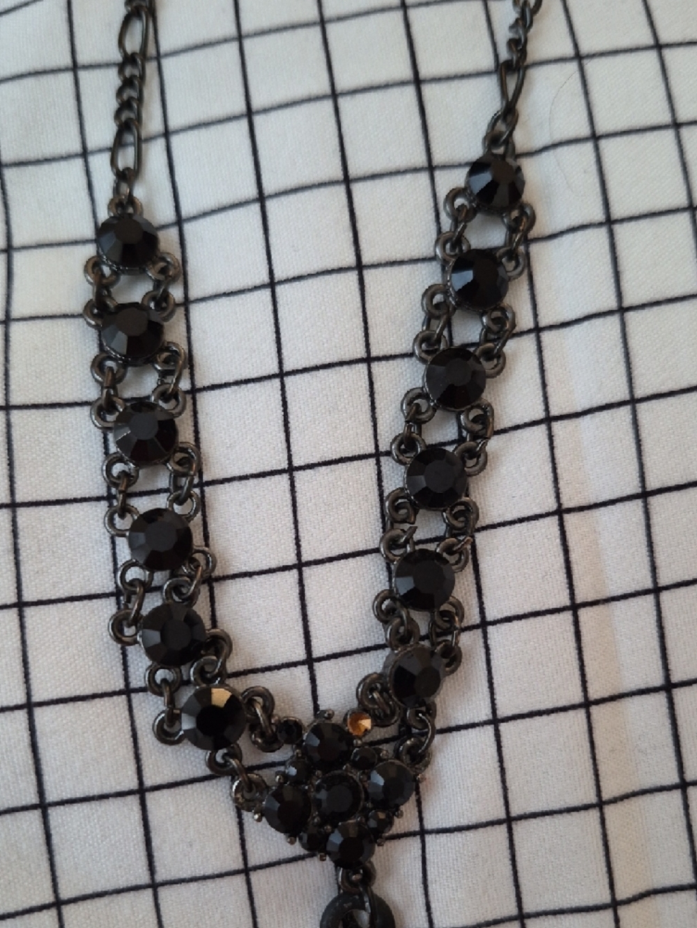 Vintage Handmade Black Beaded Scarab Pendant Necklace - Picture 2 of 8